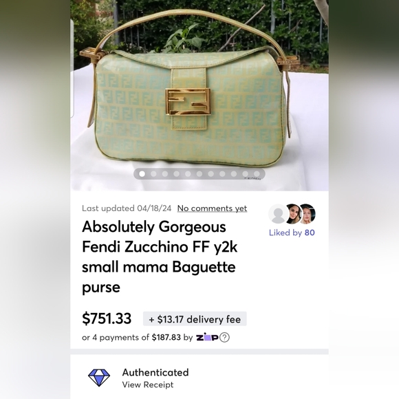 Absolutely Gorgeous Fendi Zucchino FF y2k small mama Baguette purse - Picture 2 of 16